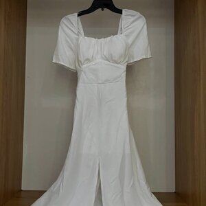 White Short Sleeve Maxi Dress